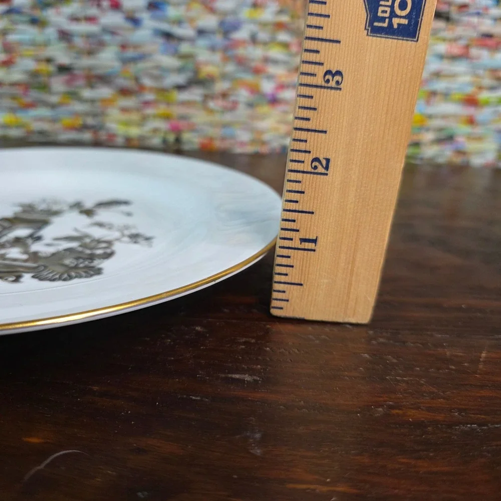 Spode Bone China Bowpot Salad Plate 8 Inch Black Gold Chinoiserie England Y7671